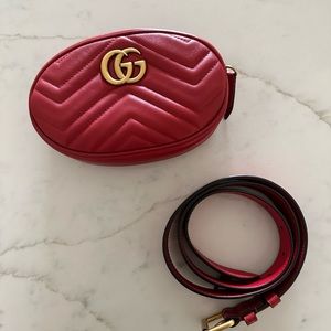 Women's Red 476434 Dsvrt 6433 Marmont 2.0 Matelasse Leather Belt Bag (GG2072)